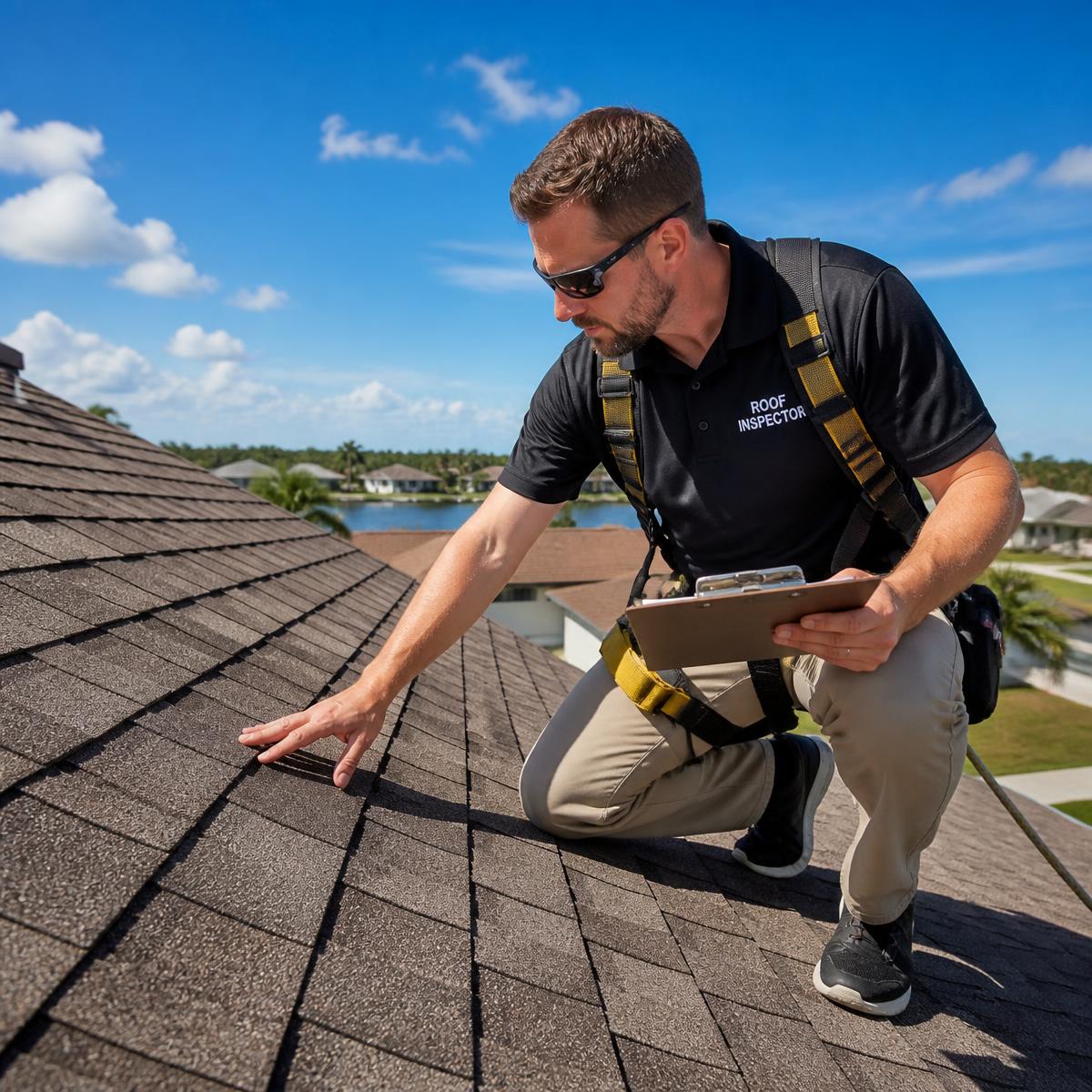 Richcon Roofing inspector documenting a roof condition report